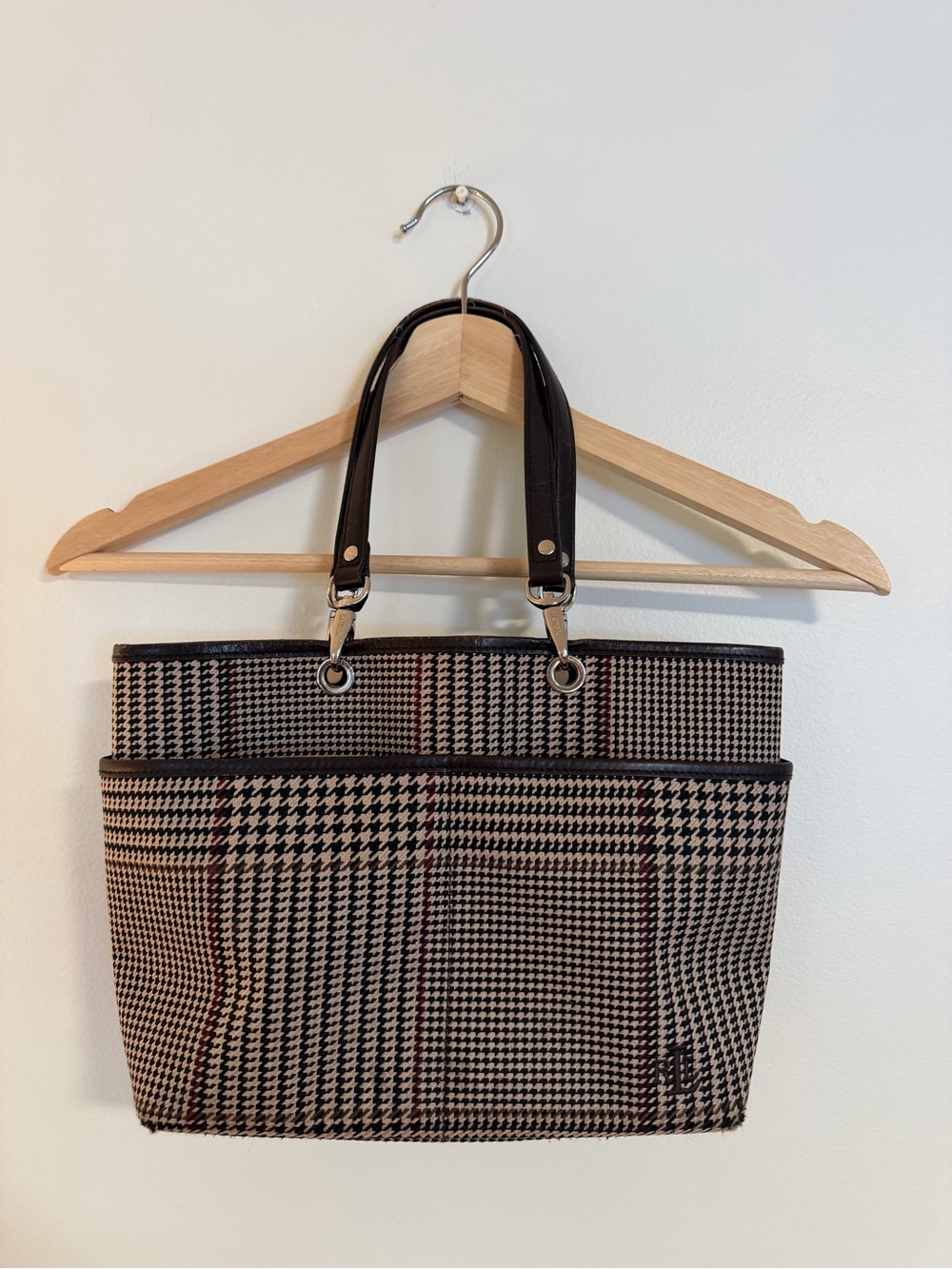 Lauren Ralph Lauren Houndstooth Plaid Tote